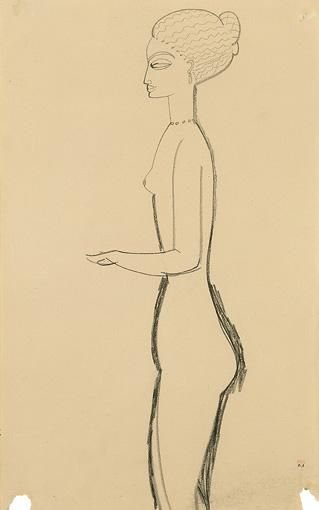 Femme Nue De Profil, Bras En Angle Droit